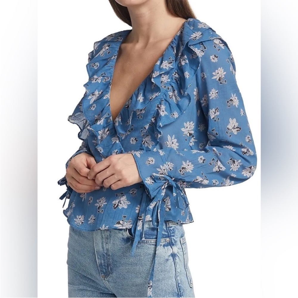NWT FREE PEOPLE Amanda Floral Ruffle Wrap Top